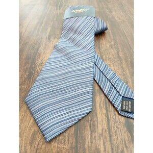 ColorPlus Cravatte Scotchguard 100% Silk Hand Made Tie Blue Stripes